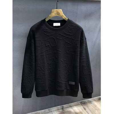 Men's Plus Size Textured Round Neck Long Sleeve Sweatshirt - Damned Threads